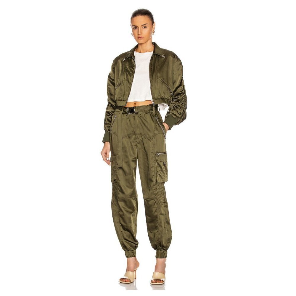 Retrofête Mia bomber jacket & Kira jogger satin set Army Green